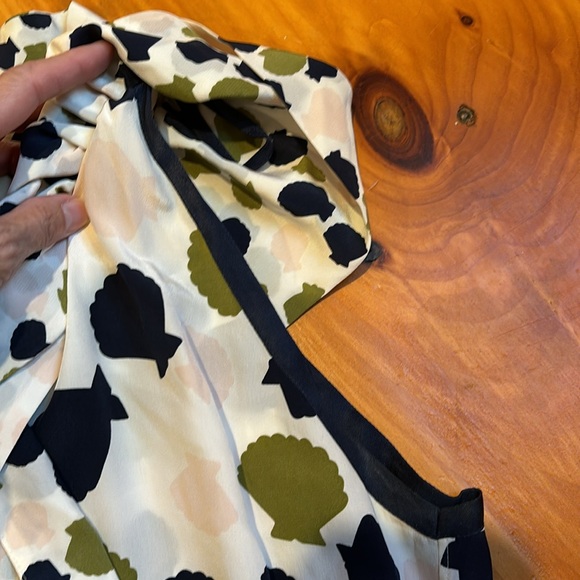 GIRLS FROM SAVOY 4 Silk Shell Print Secretary Blouse Tie Neck Ruffled - Picture 7 of 8